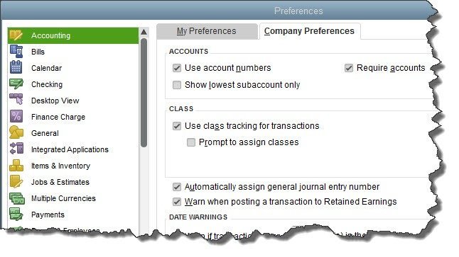 This is the screen you'll see when you go to Edit | Preferences in QuickBooks.